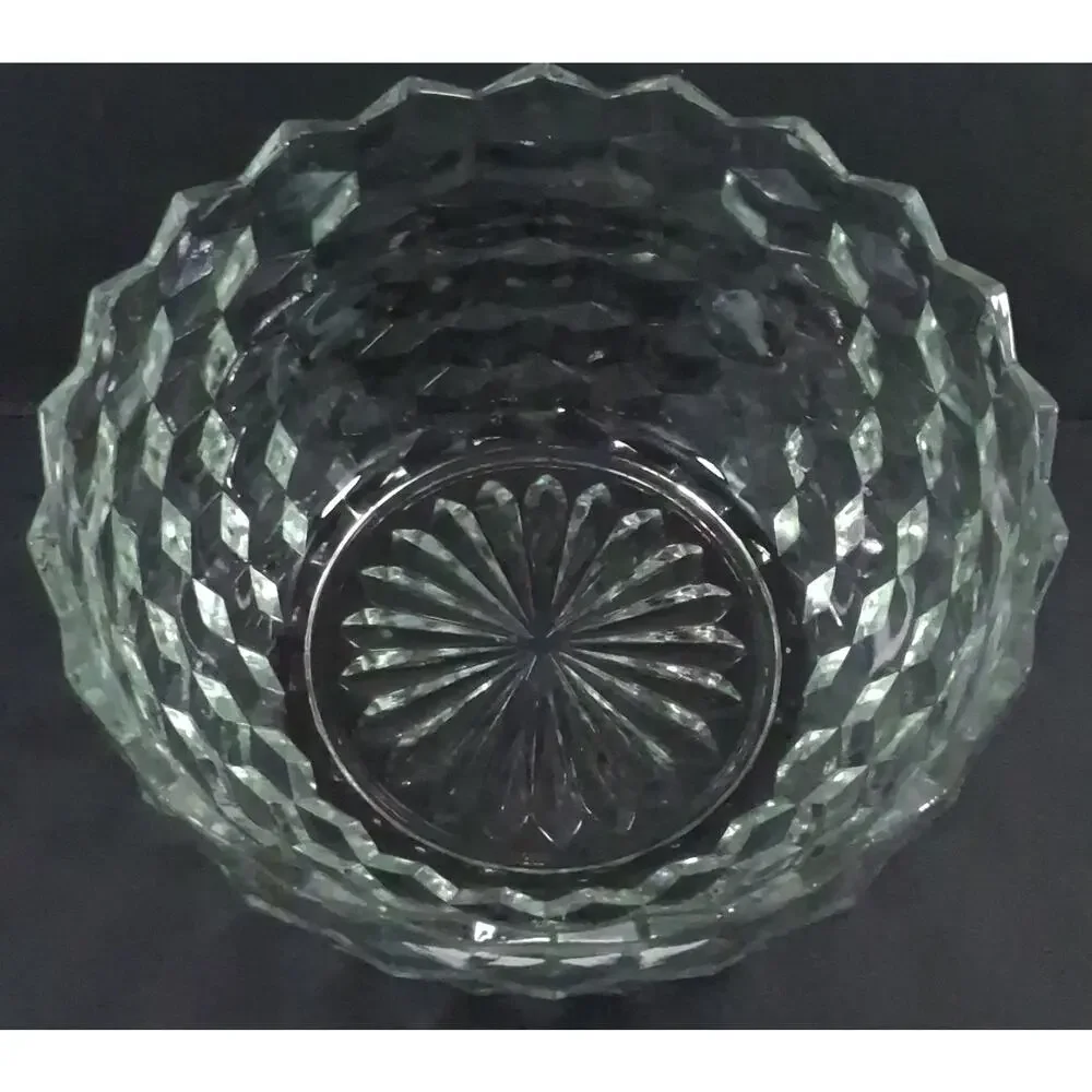 Vintage Whitehall Clear Glass Deep Salad Serving Bowl 9.25 Cubist